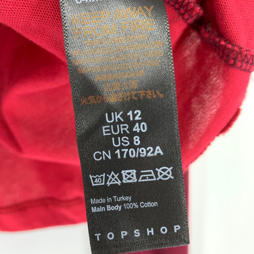 Topshop T-Shirt Women's Size 8 Varsity Long Sleeve Stretch Solid Maroon/Red NWT - Picture 6 of 6